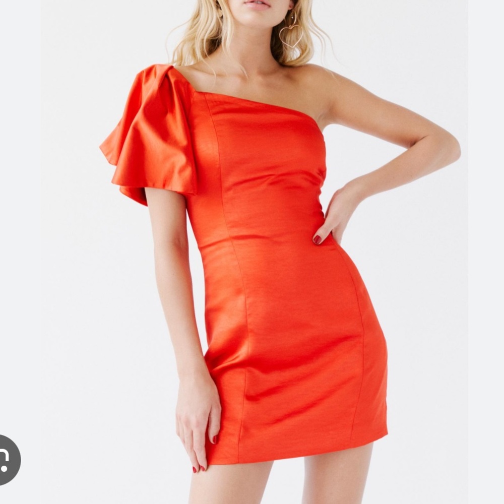 Free People Cara One Shoulder Micro Mini Dress in Red